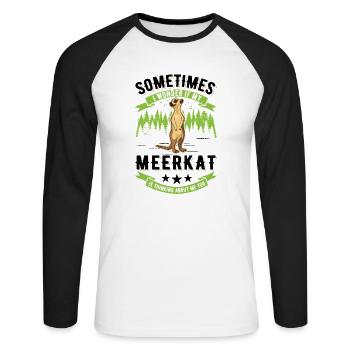 Erdmännchen Surikat Meerkat - Unisex Baseballshirt langarm - Weiß/Schwarz - Vorne - Nik (191cm)