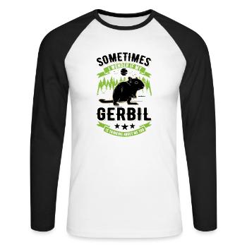 Gerbille Cadeau Rat de course Gerbille - T-shirt baseball manches longues Homme - blanc/noir - Devant - Nik (191cm)