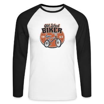 Old School Biker 1963. 60. Geburtstag - Unisex Baseballshirt langarm - Weiß/Schwarz - Vorne - Nik (191cm)