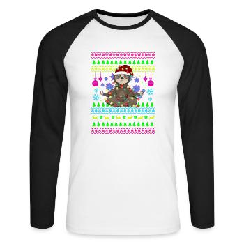 Funny Christmas Outfit Ugly Christmas Sloth - Unisex Long Sleeve Baseball T-Shirt - white/black - Front - Nik (191cm)