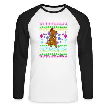 Funny Christmas Outfit Ugly Christmas Dog - Unisex Long Sleeve Baseball T-Shirt - white/black - Front - Nik (191cm)
