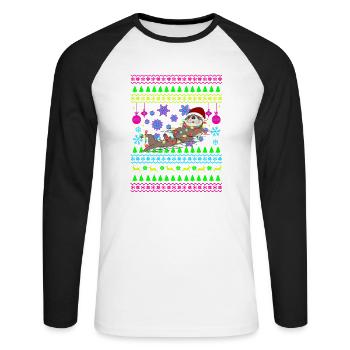Funny Christmas Outfit Ugly Christmas Otter - Unisex Long Sleeve Baseball T-Shirt - white/black - Front - Nik (191cm)