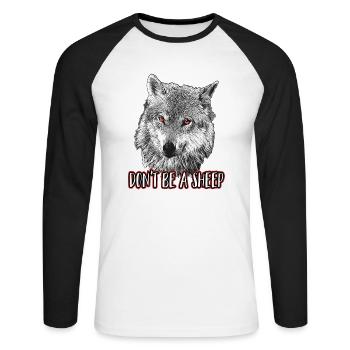 Sei kein Schaf - Unisex Baseballshirt langarm - Weiß/Schwarz - Vorne - Nik (191cm)