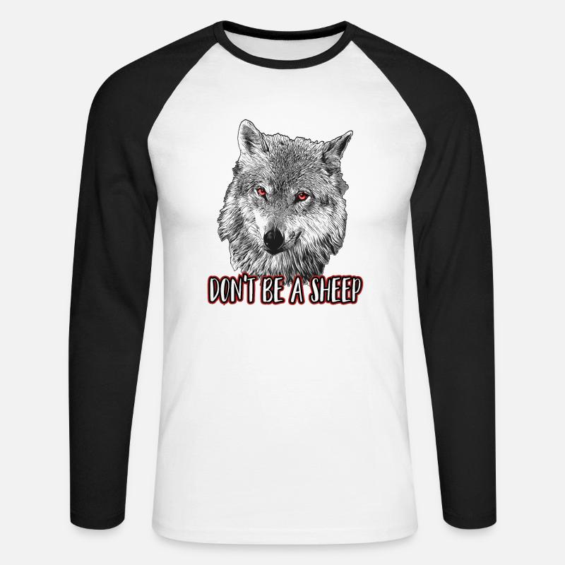 Ne sois pas un mouton - T-shirt baseball manches longues Homme - blanc/noir