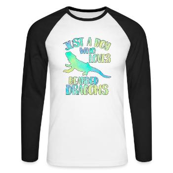 Just a boy who loves Bearded dragons - Unisex Long Sleeve Baseball T-Shirt - white/black - Front - Nik (191cm)