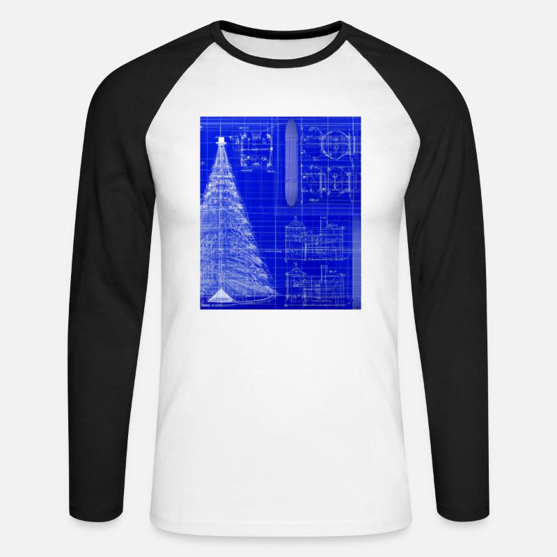 Weihnachten Weihnachtsbaum Schematic Blaupause - Unisex Baseballshirt langarm - Weiß/Schwarz
