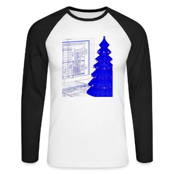 Weihnachten Weihnachtsbaum Schematic Blaupause - Unisex Baseballshirt langarm - Weiß/Schwarz - Vorne - Nik (191cm)