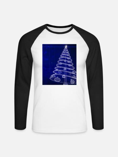 Weihnachten Weihnachtsbaum Schematic Blaupause - Unisex Baseballshirt langarm - Weiß/Schwarz