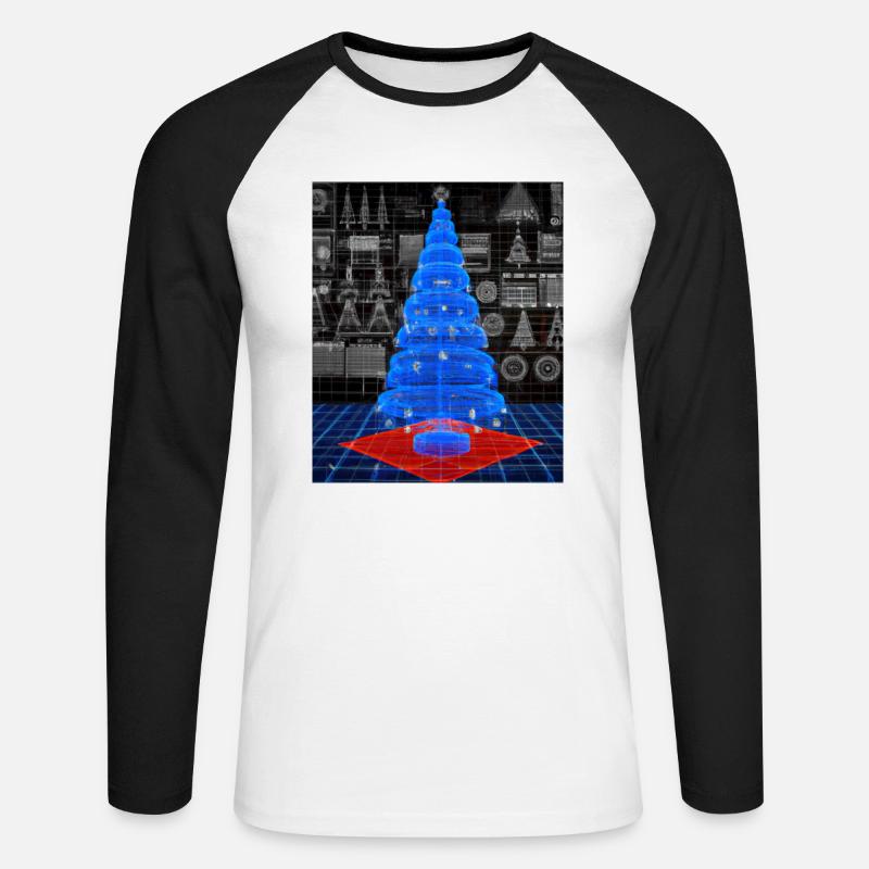 Weihnachten Weihnachtsbaum Schematic Blaupause - Unisex Baseballshirt langarm - Weiß/Schwarz