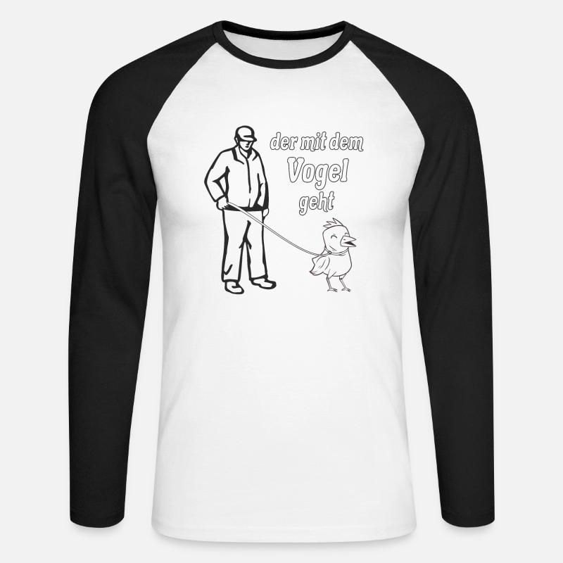 DER MIT DEM VOGEL GEHT - Unisex Baseballshirt langarm - Weiß/Schwarz