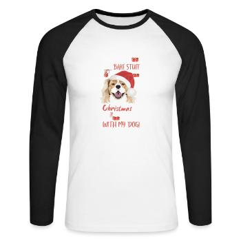 King Charles Spaniel Merry Christmas - Unisex Long Sleeve Baseball T-Shirt - white/black - Front - Nik (191cm)