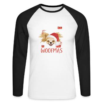 Chihuahua Joyeux Noël - T-shirt baseball manches longues Homme - blanc/noir - Devant - Nik (191cm)