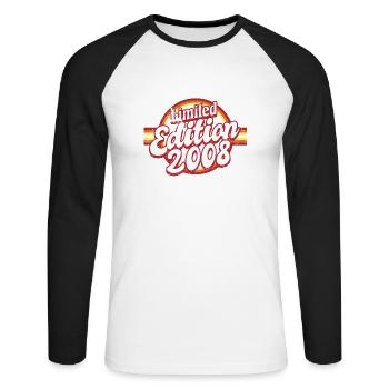 Edition Limitée Millésime 2008 - T-shirt baseball manches longues Homme - blanc/noir - Devant - Nik (191cm)