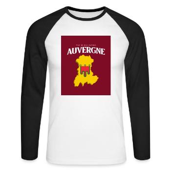 Fier de mes Racines Auvergne Rouge - T-shirt baseball manches longues Homme - blanc/noir - Devant - Nik (191cm)