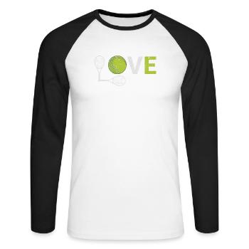 Liebe Tennisfans Spieler Trainer Sport Schläger - Unisex Baseballshirt langarm - Weiß/Schwarz - Vorne - Nik (191cm)