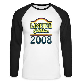 Edition Limitée Millésime 2008 - T-shirt baseball manches longues Homme - blanc/noir - Devant - Nik (191cm)