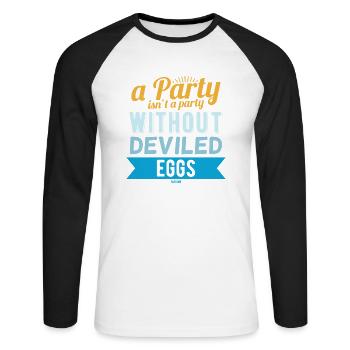 Day of stuffed eggs - Unisex Long Sleeve Baseball T-Shirt - white/black - Front - Nik (191cm)