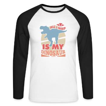 All I Need Is My Dinosaur - Unisex Baseballshirt langarm - Weiß/Schwarz - Vorne - Nik (191cm)