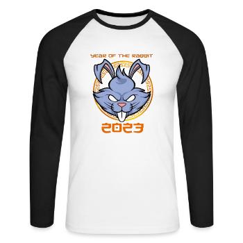 Happy Chinese New Year 2023 I Year Of The Rabbit - Unisex Long Sleeve Baseball T-Shirt - white/black - Front - Nik (191cm)