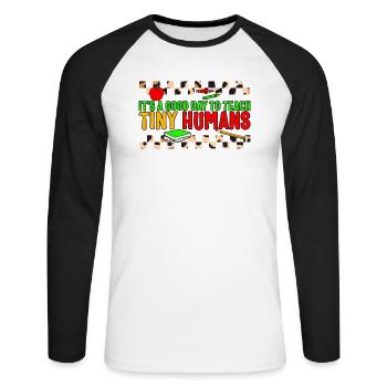 Chemise de rentrée scolaire, bonne journée pour enseigner aux humains - T-shirt baseball manches longues Homme - blanc/noir - Devant - Nik (191cm)