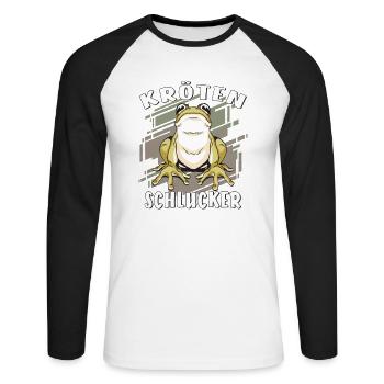 KRÖTEN SCHLUCKER - Unisex Baseballshirt langarm - Weiß/Schwarz - Vorne - Nik (191cm)
