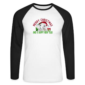 Merry Christmas And a Happy New Year Cute Elephant - Unisex Long Sleeve Baseball T-Shirt - white/black - Front - Nik (191cm)