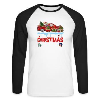 My Christmas Gnomies - Unisex Long Sleeve Baseball T-Shirt - white/black - Front - Nik (191cm)