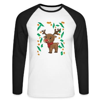 Reindeer Christmas Money Rain - Unisex Long Sleeve Baseball T-Shirt - white/black - Front - Nik (191cm)