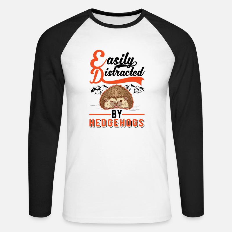 Easily distracted by Hedgehogs Igel - Unisex Baseballshirt langarm - Weiß/Schwarz