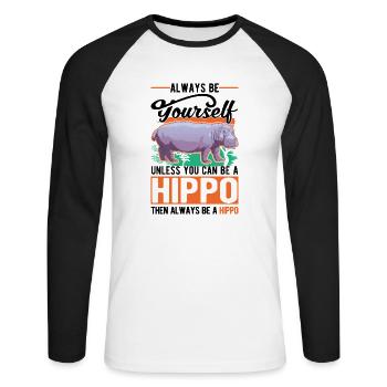 Soyez toujours vous-même hippopotame hippopotame hippopotame - T-shirt baseball manches longues Homme - blanc/noir - Devant - Nik (191cm)