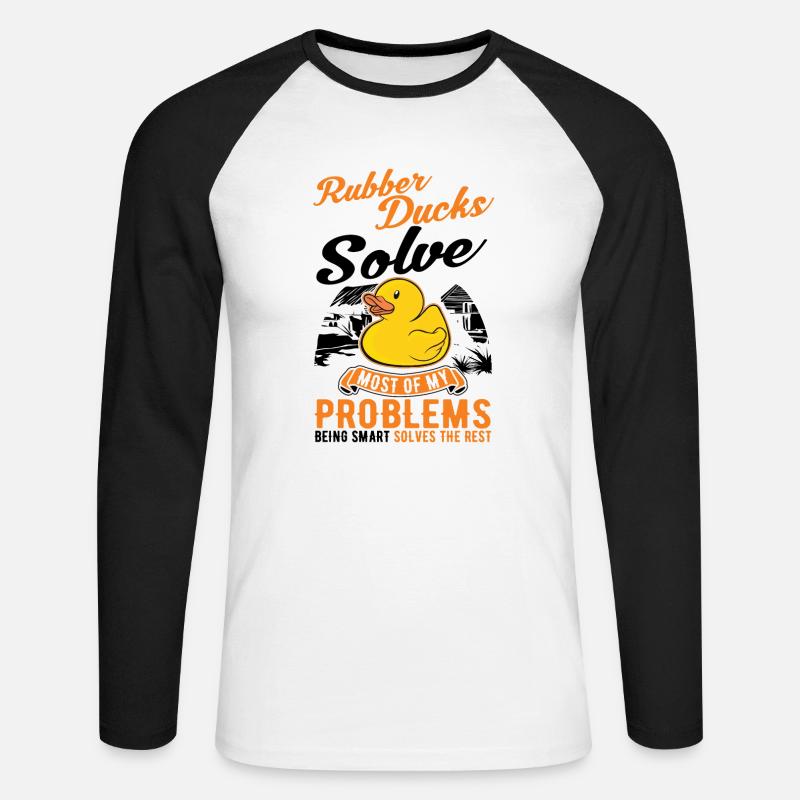 Gummiente Geschenk Quietscheente Badeente - Unisex Baseballshirt langarm - Weiß/Schwarz