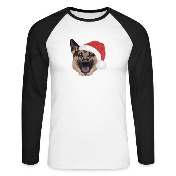 German Shepherd Merry Christmas - Unisex Long Sleeve Baseball T-Shirt - white/black - Front - Nik (191cm)