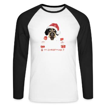 German Drahthaar Christmas Market - Unisex Long Sleeve Baseball T-Shirt - white/black - Front - Nik (191cm)