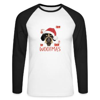 German Wirehair Merry Christmas - Unisex Long Sleeve Baseball T-Shirt - white/black - Front - Nik (191cm)