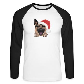 German Shepherd Merry Christmas - Unisex Long Sleeve Baseball T-Shirt - white/black - Front - Nik (191cm)