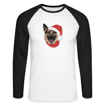 German Shepherd Merry Christmas - Unisex Long Sleeve Baseball T-Shirt - white/black - Front - Nik (191cm)
