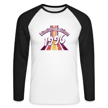 Limited Edition 1996 Vintage - Unisex Baseballshirt langarm - Weiß/Schwarz - Vorne - Nik (191cm)
