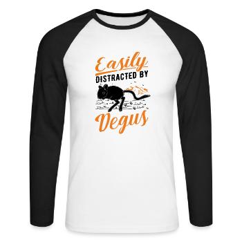 Easily distracted by Degus - Unisex Baseballshirt langarm - Weiß/Schwarz - Vorne - Nik (191cm)
