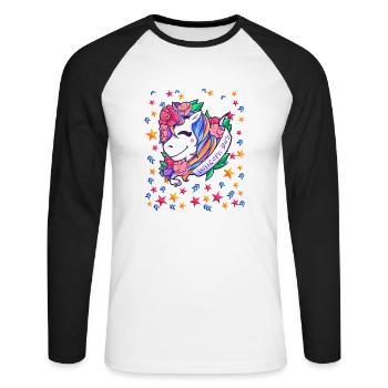 Unicorn Day for children, girls and women - Unisex Long Sleeve Baseball T-Shirt - white/black - Front - Nik (191cm)