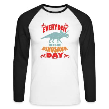 Everyday Is Dinosaur Day - Unisex Long Sleeve Baseball T-Shirt - white/black - Front - Nik (191cm)