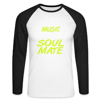 La musique est mon âme soeur Retro Music Lover Designs - T-shirt baseball manches longues Homme - blanc/noir - Devant - Nik (191cm)