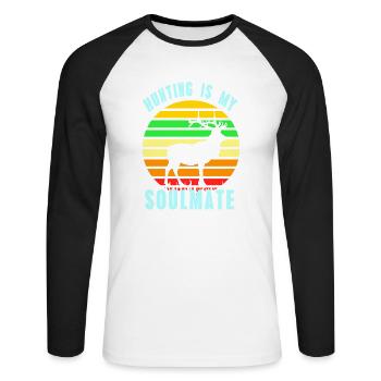 La chasse est mon âme soeur Retro Hunter Designs - T-shirt baseball manches longues Homme - blanc/noir - Devant - Nik (191cm)
