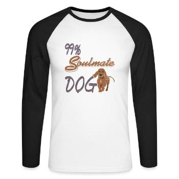 99 % sûr que mon âme sœur est un amoureux des chiens rétro - T-shirt baseball manches longues Homme - blanc/noir - Devant - Nik (191cm)