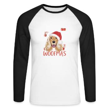 Deutsch Cocker Spaniel Joyeux Noël - T-shirt baseball manches longues Homme - blanc/noir - Devant - Nik (191cm)