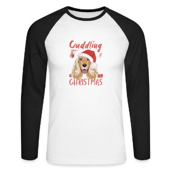 Deutsch Cocker Spaniel Joyeux Noël - T-shirt baseball manches longues Homme - blanc/noir - Devant - Nik (191cm)