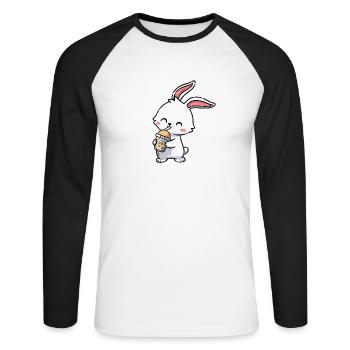 Boire Boba Bubble Tea Kawaii Anime Rabbit Lover - T-shirt baseball manches longues Homme - blanc/noir - Devant - Nik (191cm)