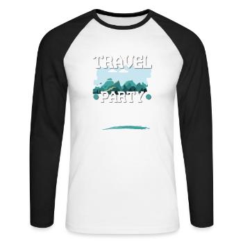 Équipe de voyage - T-shirt baseball manches longues Homme - blanc/noir - Devant - Nik (191cm)