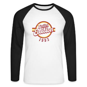 Limited Edition 1993 Vintage - Unisex Long Sleeve Baseball T-Shirt - white/black - Front - Nik (191cm)