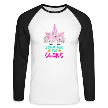 Enfant T Shirt 54 Ans Fille Anniversaire Cadeau - Unisex Long Sleeve Baseball T-Shirt - white/black - Front - Nik (191cm)