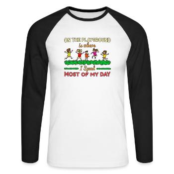 Primary School Teacher Kindergarten Educator - Unisex Long Sleeve Baseball T-Shirt - white/black - Front - Nik (191cm)